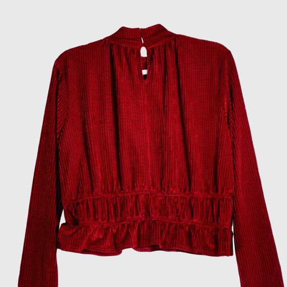 NEW Lost Wander Sweater Women XL Red Stretch Velvet Velour Textured Mock Top - Picture 9 of 9